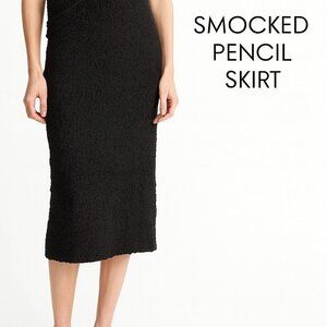 VINCE Smocked Cotton-Blend Skirt